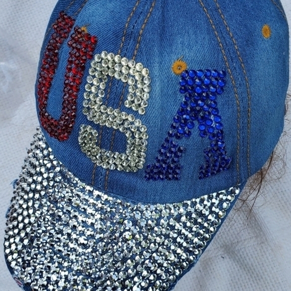 USA denim cap with bling‎  NEW - Picture 6 of 7